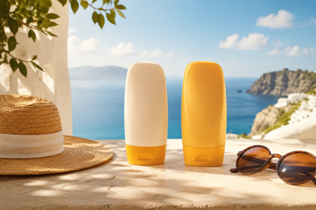 שני תכשירי הגנה מהשמש להשוואת רמות SPF