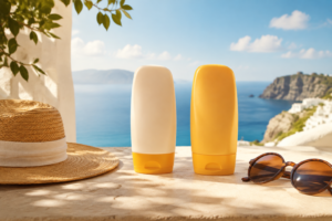 שני תכשירי הגנה מהשמש להשוואת רמות SPF